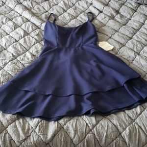 Navy Pleated Dress